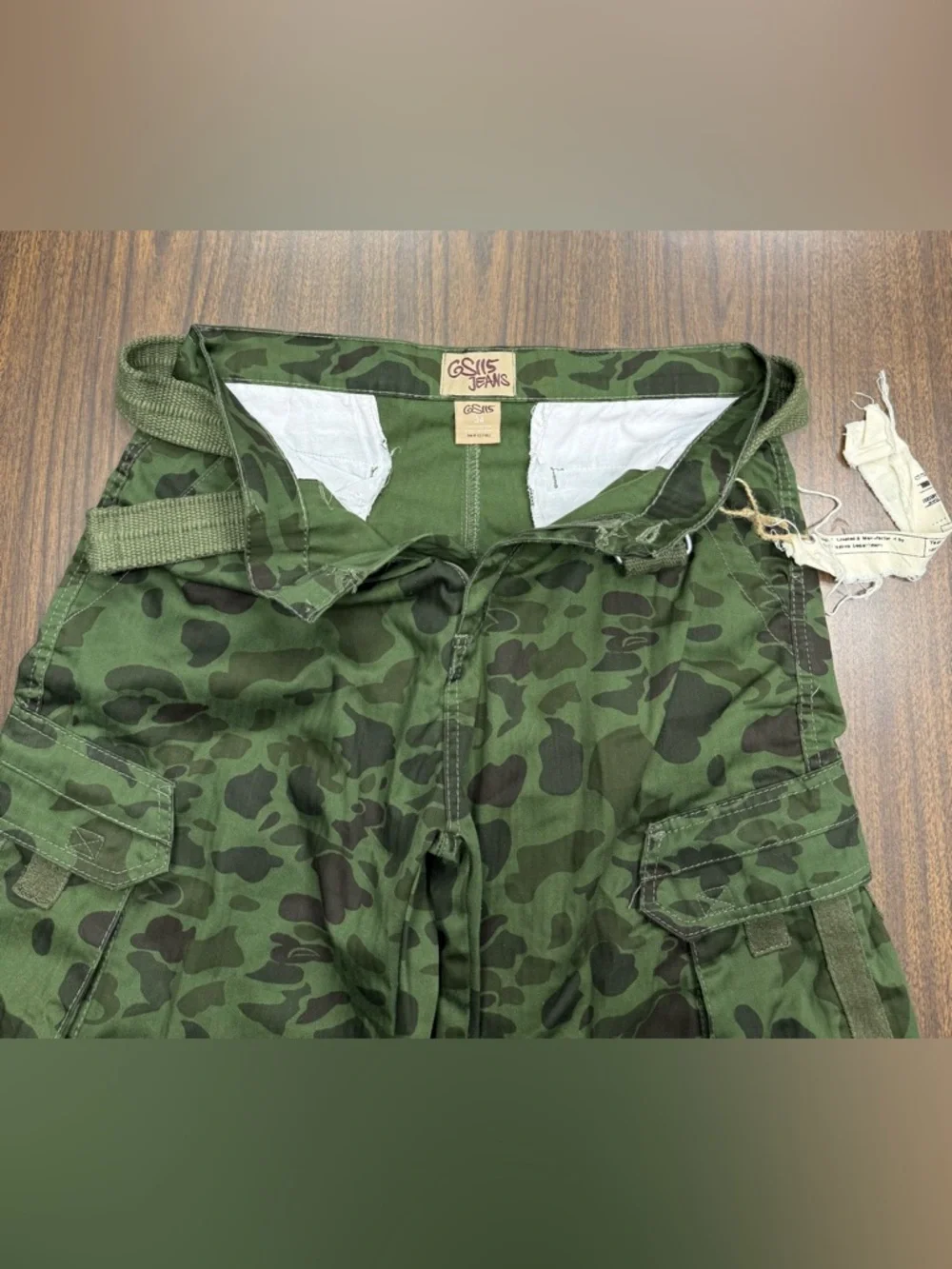 GS115 Men's Camo Cargo Shorts-Olive Green-NWT Size 34 - Picture 7 of 11
